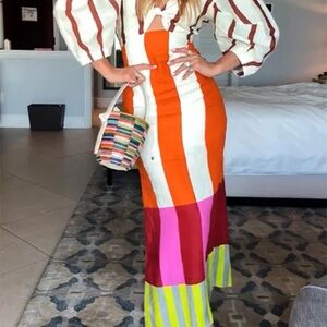 Colorful Striped Midi Dress